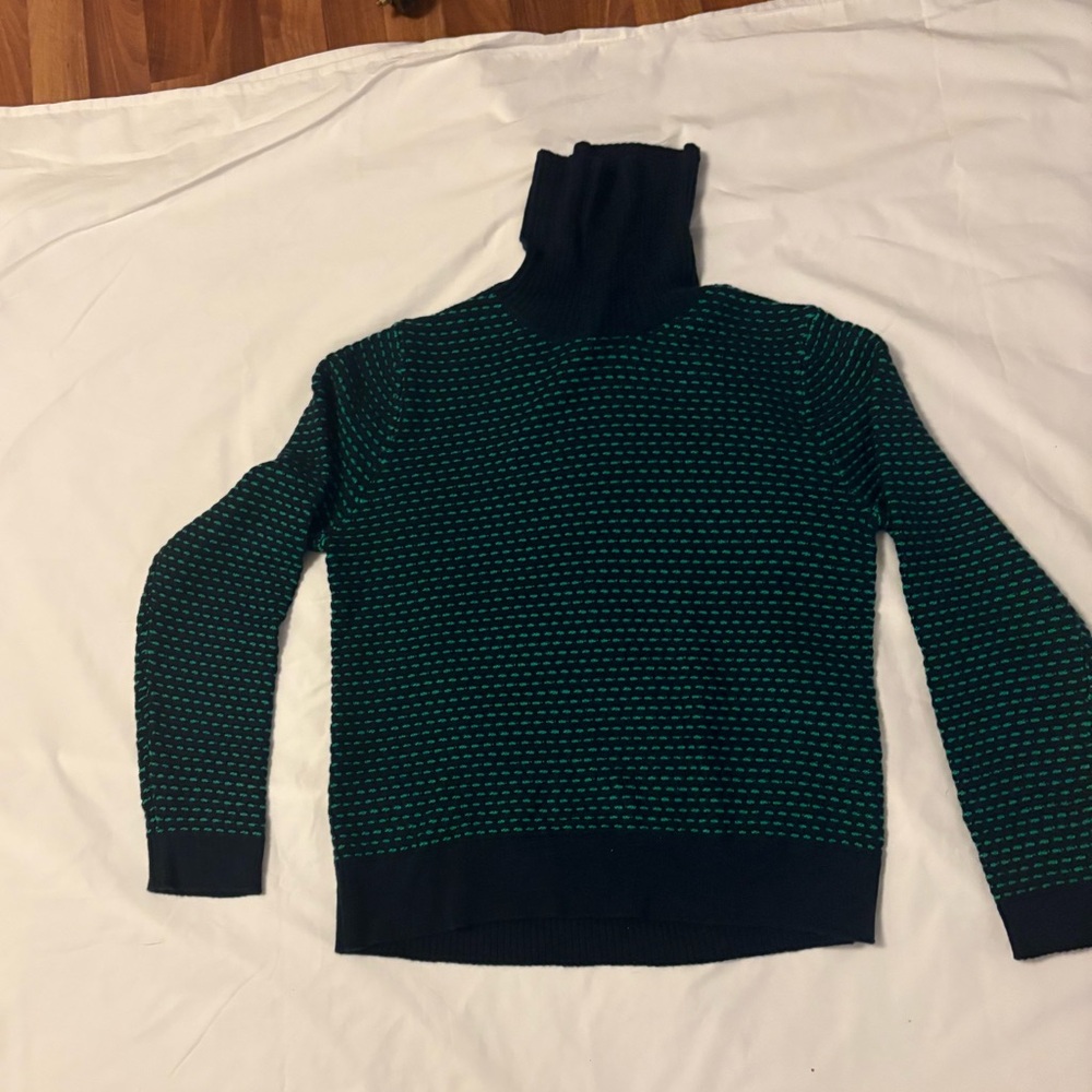J. Crew Black and Green Turtleneck Sweater